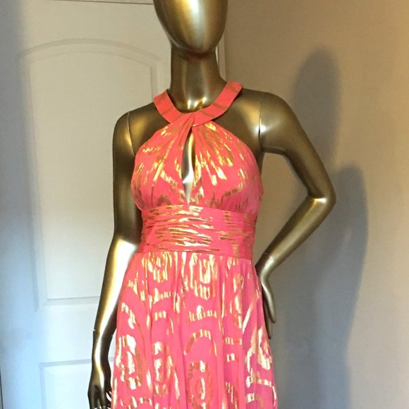 AIDAN MATTOX Metallic Silk Organza Gown 💫 - Picture 2 of 11